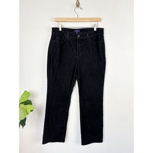 NYDJ Women's Black Bedazzled Pocket Straight Leg Jeans Sz 12p
